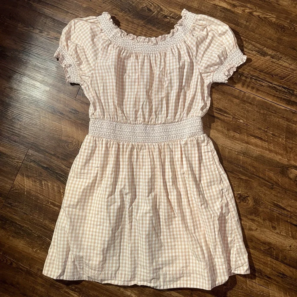 J. Crew Pink Gingham Plaid Fit Flare Poplin Dress Women's Small Summer